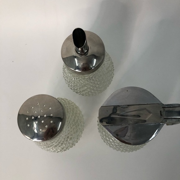 Diamond point Vintage cut glass sugar creamer 0929 cinnamon holder grace mcm - Picture 2 of 8